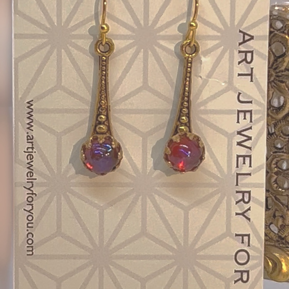 Art Jewelry For You Handcrafted Artisan Mexican Fire Dragons Breath GP Earrings - Picture 4 of 5